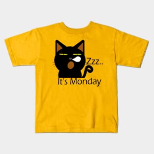 It's Monday black cat Kids T-Shirt